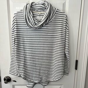 Lou & Grey Black and White Stripe Turtleneck - Size XS